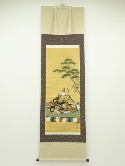 JAPANESE HANGING SCROLL / HAND PAINTED / TENJIN GOD 